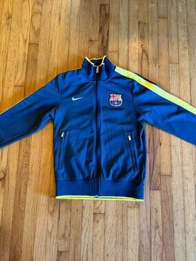 FC Barcelona FCB Nike Track Jacket Men's Small Gray Full Zip Soccer
